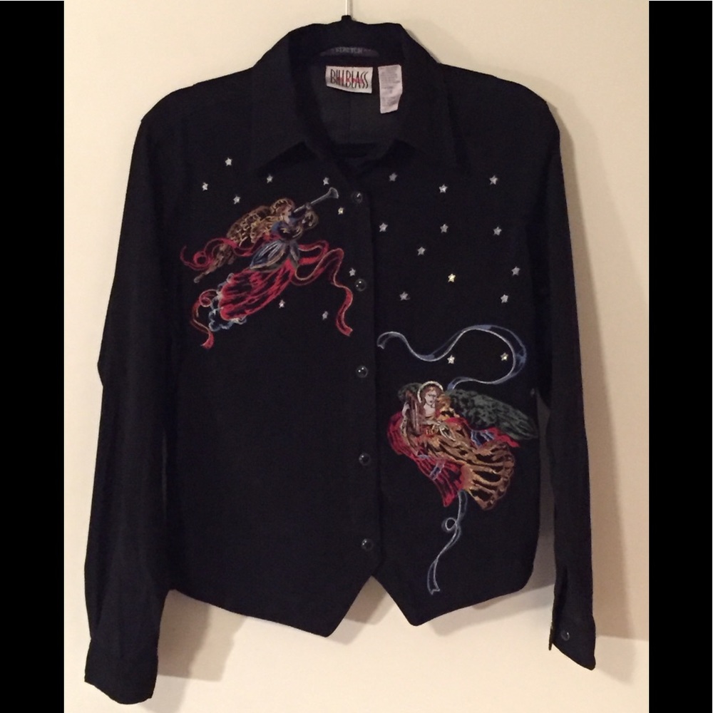 Bill Blass Angel Design Small Long Sleeve Top-NWOT